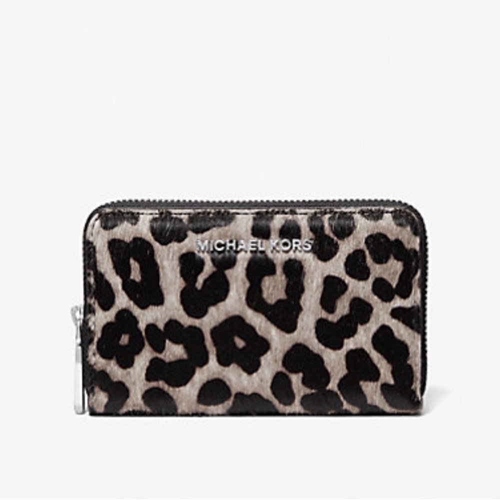 Michael Kors Calf Hair Small Leopard Card Wallet